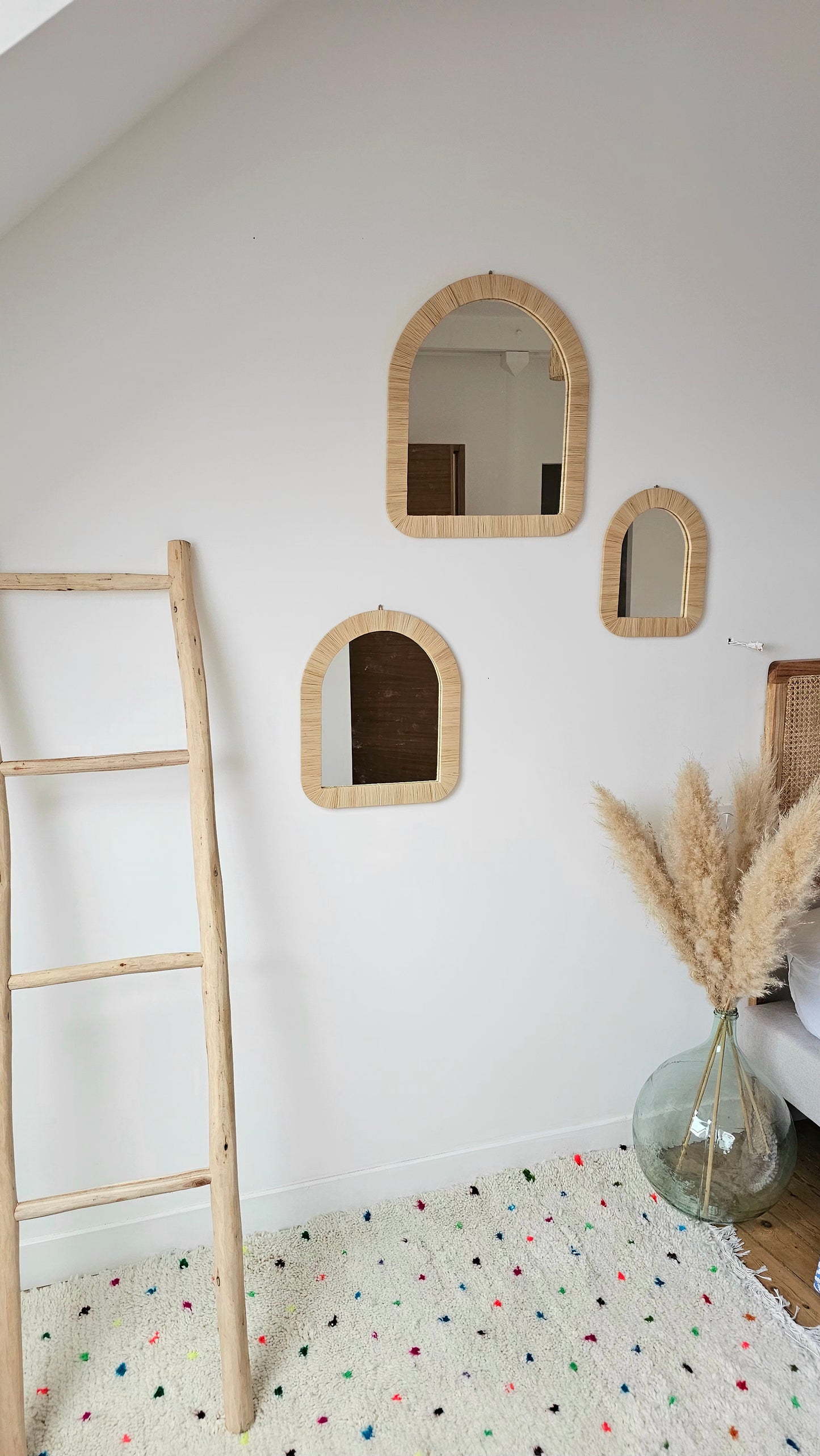 Miroir en raphia