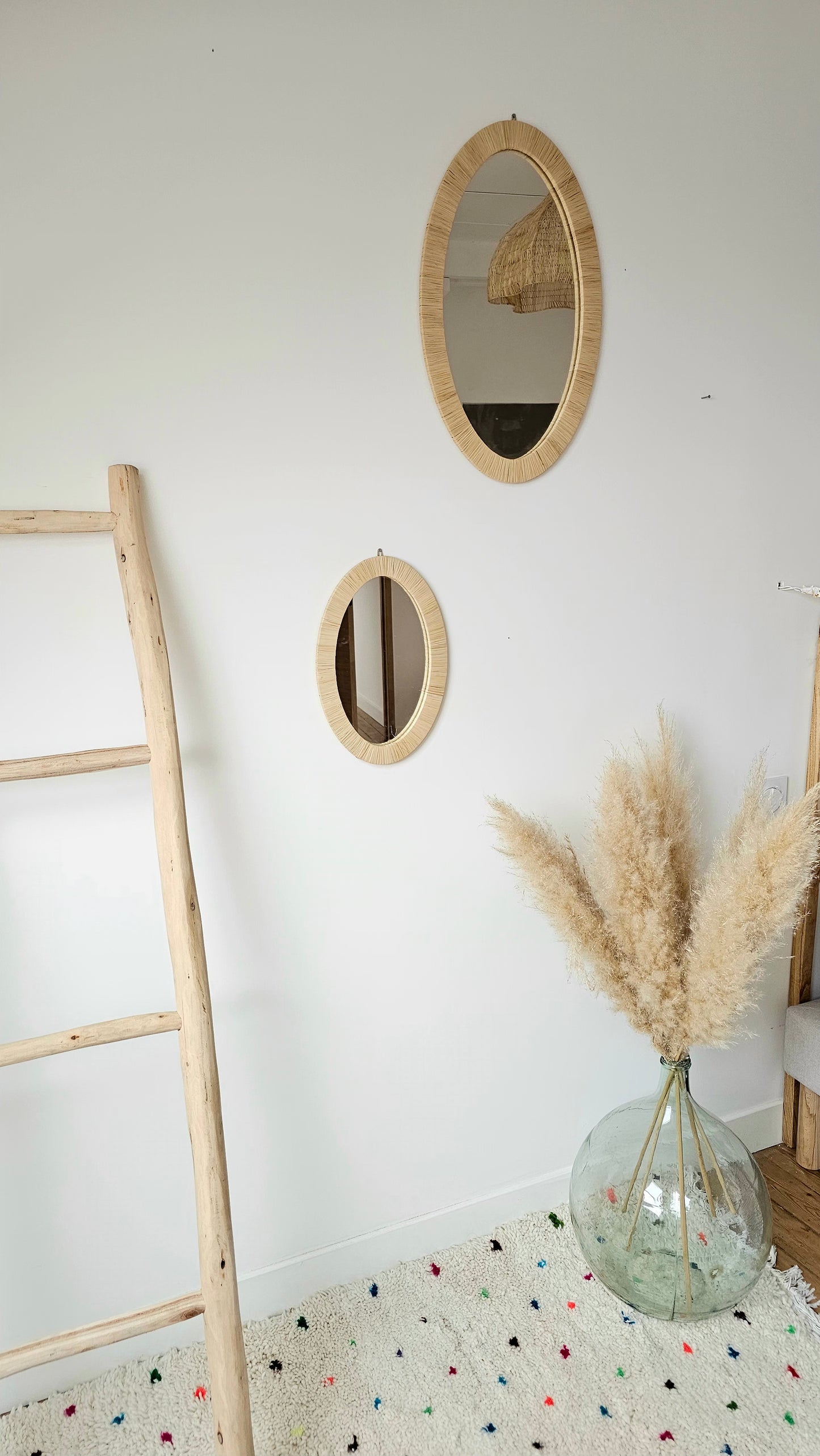 Miroir en raphia