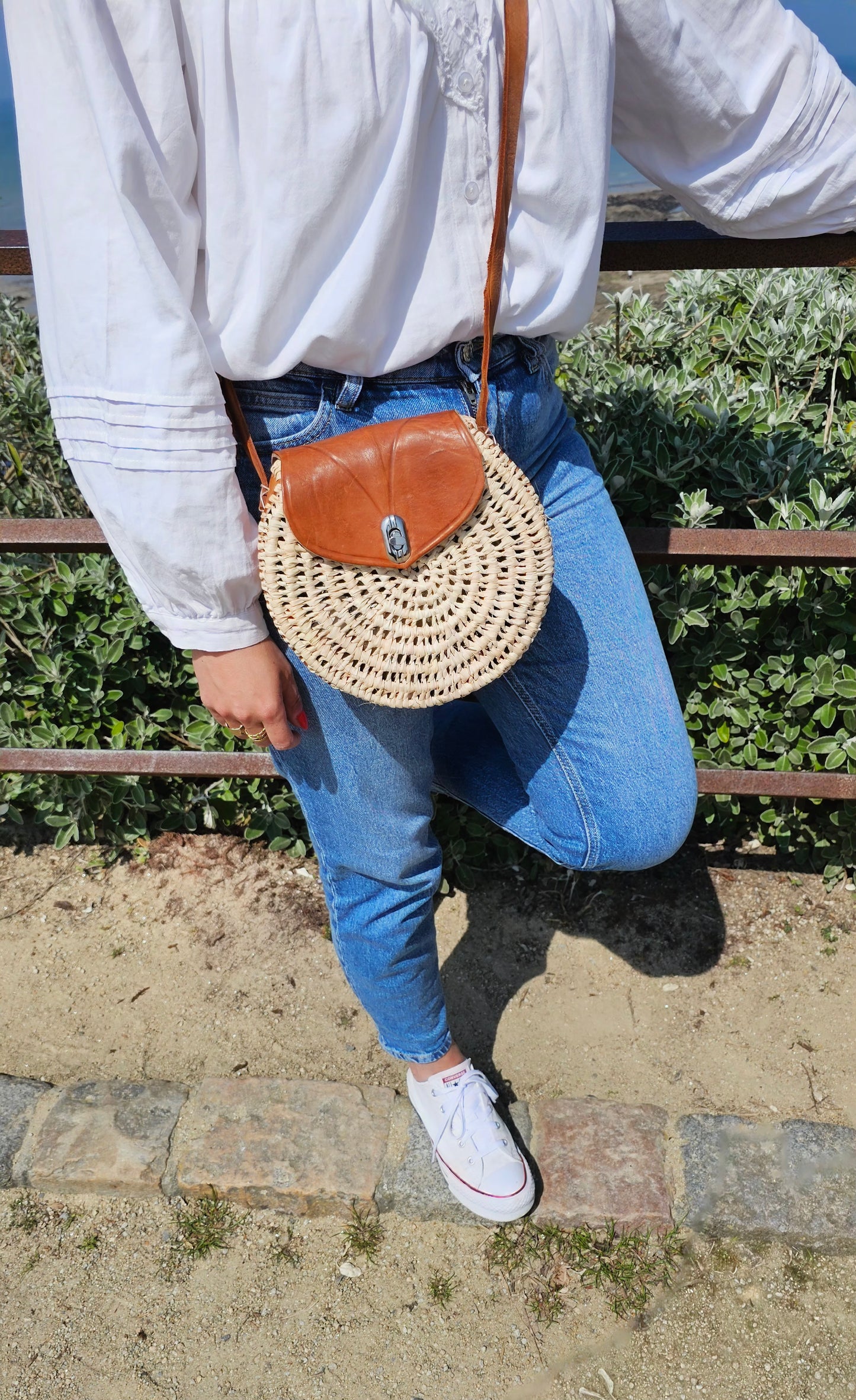 Sac tressé en cuir