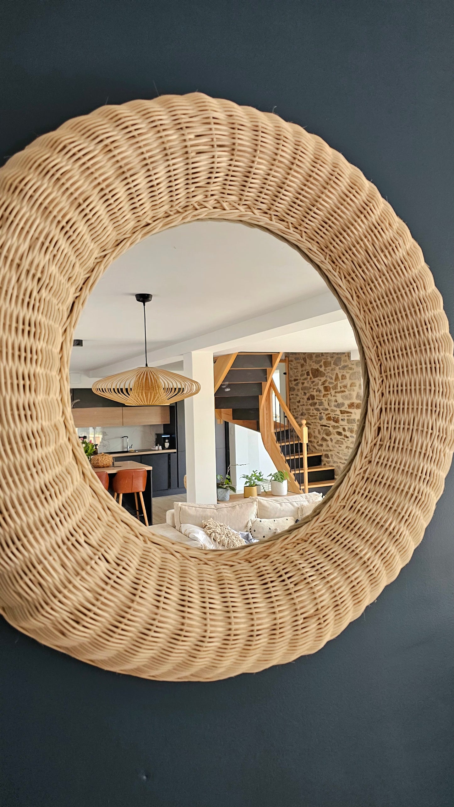 Miroir en rotin